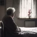 Une personne âgée contemple en silence depuis sa chambre, incarnant le concept de 'Mort Éclipsée' dans la solitude
