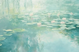 Cette image représente un étang couvert de nénuphars et de fleurs de lotus, créant une ambiance propice à la relaxation et à la réflexion. L'eau calme et les couleurs douces de la scène rappellent les bienfaits de la pleine conscience, favorisant une présence attentive et apaisée.