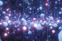 Un univers apaisant de sphères lumineuses flottantes, parfait pour illustrer une séance de méditation guidée pour débutants, favorisant la relaxation et la concentration.