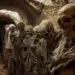 Momies vêtues de robes en décomposition dans un couloir ancien des catacombes des Capucins, célèbre site funéraire de Palerme.
