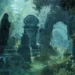 Cimetières abandonnés recouverts de végétation dans une forêt brumeuse, illustrant l’esprit du Memento-mori et la beauté silencieuse de la mémoire oubliée.