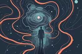 Illustration symbolique du film Cloud Atlas, montrant une silhouette humaine reliée au temps et à la mémoire – Cloud Atlas analyse film dans une perspective Memento-mori.