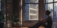 The Age of Adaline immortalité amour temps figé, femme intemporelle observant la ville depuis une fenêtre, illustration mélancolique Memento-mori sur le passage du temps