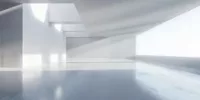 Espace minimaliste baigné de lumière artificielle froide évoquant l’ombre de Lucifer dans le monde moderne Memento-mori